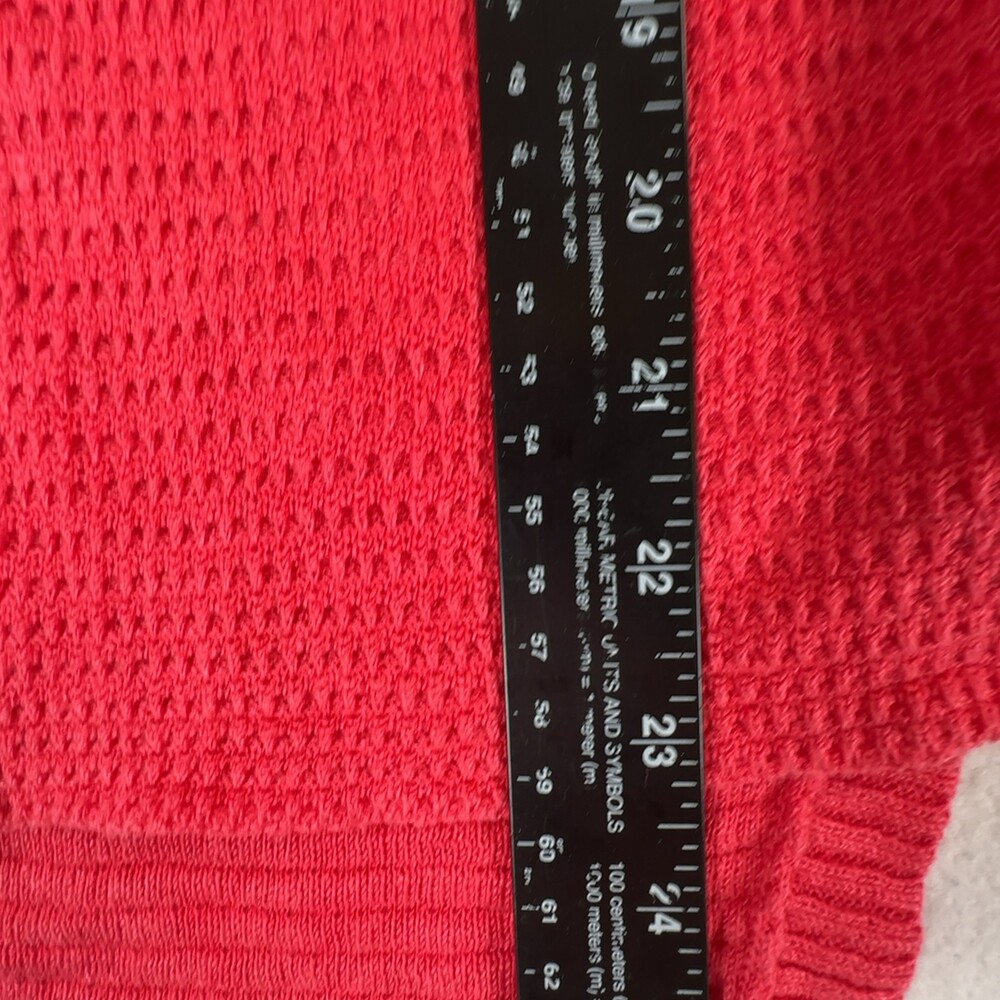 Eileen Fisher Waffle Knit Crewneck Sweater Hi-Low Hem Red Women's Size Large - Picture 14 of 16